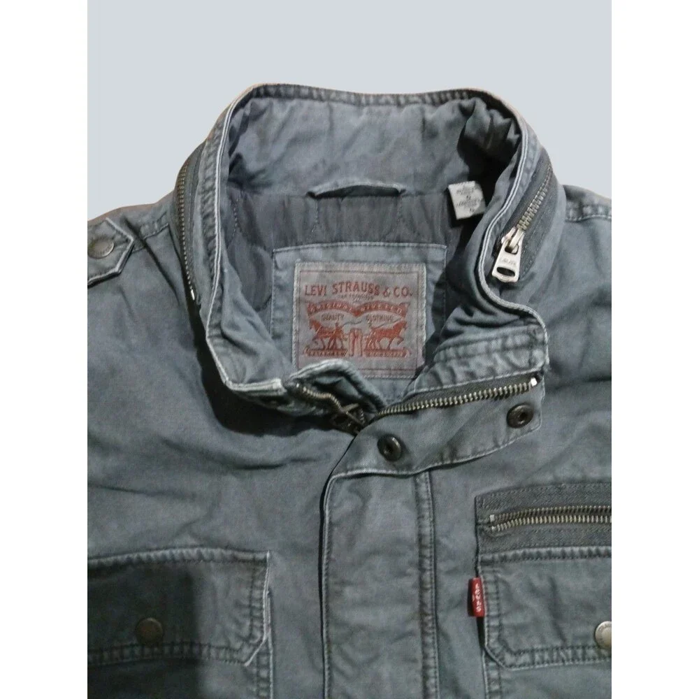 Levi's Men's Washed Cotton Two Pocket Military Canvas Jacket Gray Size L